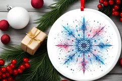 Snow Flake Christmas Round Cute Ornament Sublimation Product Image 1