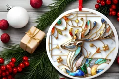 Christmas Round Reindeer Ornament Sublimation Product Image 1