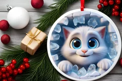 Christmas Round Cute Animal Ornament Sublimation Product Image 1