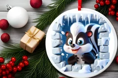 Christmas Round Cute Animal Ornament Sublimation Product Image 1