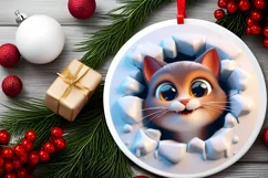 Christmas Round Cute Animal Ornament Sublimation Product Image 1