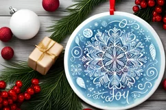 Penguin Christmas Round Cute Ornament Sublimation Product Image 1