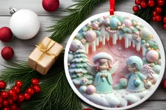 Christmas Round Ornament Sublimation Product Image 1