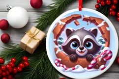 Christmas Round Cute Animal Ornament Sublimation Product Image 1