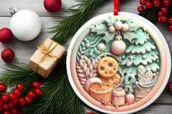 Cookies Christmas Round Ornament Sublimation Product Image 1