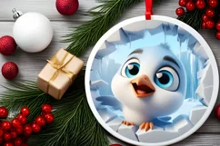 Christmas Round Cute Animal Ornament Sublimation Product Image 1