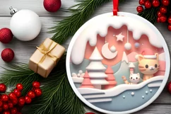 Cats under The Night Sky with Trees Christmas Ornament Product Image 1