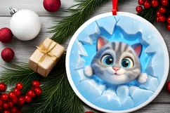 Christmas Round Cute Animal Ornament Sublimation Product Image 1