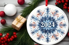 Christmas Round Cute Ornament Sublimation Product Image 1
