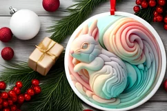 Squirrel Christmas Round Ornament Sublimation Product Image 1