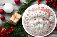 Santa Christmas Round Ornament Sublimation Product Image 1