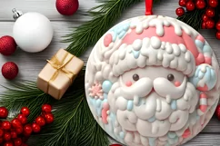 3D Santa Pastel Christmas Round Ornament Sublimation Product Image 1