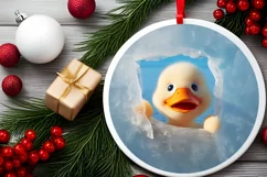 Christmas Round Cute Animal Ornament Sublimation Product Image 1