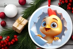 Christmas Round Cute Animal Ornament Sublimation Product Image 1