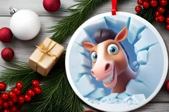 Christmas Round Cute Animal Ornament Sublimation Product Image 1