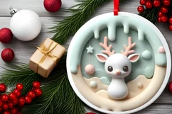 Pastel Christmas Round Ornament Sublimation Product Image 1