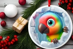 Christmas Round Cute Animal Ornament Sublimation Product Image 1