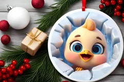 Christmas Round Cute Animal Ornament Sublimation Product Image 1