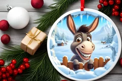 Christmas Round Cute Animal Ornament Sublimation Product Image 2
