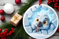 Christmas Round Cute Animal Ornament Sublimation Product Image 1