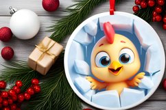 Christmas Round Cute Animal Ornament Sublimation Product Image 1