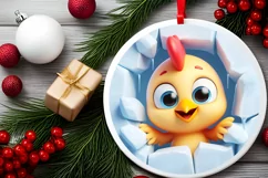 Christmas Round Cute Animal Ornament Sublimation Product Image 1
