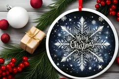 Merry Christmas Snow Flake Christmas Round Cute Ornament S Product Image 1