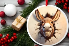 Christmas Round Cute Animal Ornament Sublimation Product Image 1