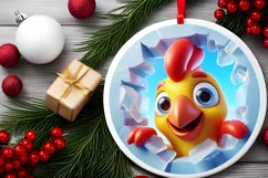Christmas Round Cute Animal Ornament Sublimation Product Image 1
