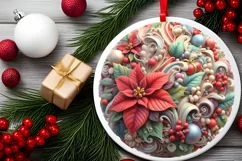Pastel Christmas Round Ornament Sublimation Product Image 1