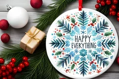 Penguin Christmas Round Cute Ornament Sublimation Product Image 1