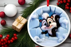 Christmas Round Cute Animal Ornament Sublimation Product Image 1