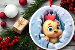 Christmas Round Cute Animal Ornament Sublimation Product Image 2