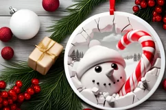 Christmas Round Cute Animal Ornament Sublimation Product Image 2