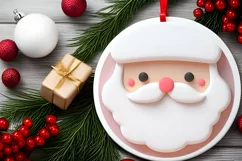 Christmas Round Ornament Sublimation Santa Face Product Image 1