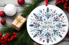 Snow Flake Christmas Round Cute Ornament Sublimation Product Image 1