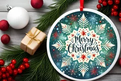 Snow Flake Christmas Round Cute Ornament Sublimation Product Image 1