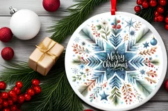 Snow Flake Christmas Round Cute Ornament Sublimation Product Image 1