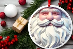 Christmas Round Ornament Sublimation Santa Face Product Image 4