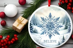 Snow Flake Christmas Round Cute Ornament Sublimation Product Image 1