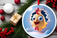Christmas Round Cute Animal Ornament Sublimation Product Image 1