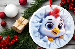 Christmas Round Cute Animal Ornament Sublimation Bird Product Image 1