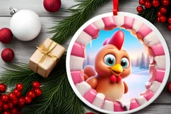 Christmas Bird Round Cute Animal Ornament Sublimation Product Image 2