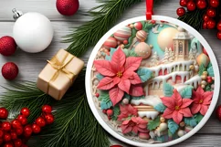 Pastel Christmas Round Ornament Sublimation Product Image 1
