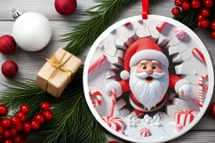 Christmas Round Cute Animal Ornament Sublimation Santa Product Image 2