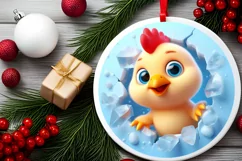 Christmas Round Cute Animal Ornament Sublimation Product Image 1