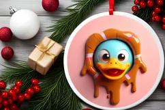 Christmas Round Cute Animal Ornament Sublimation Duck Product Image 1