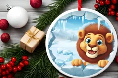 Christmas Round Cute Animal Ornament Sublimation Product Image 1