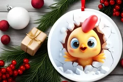 Christmas Round Cute Animal Ornament Sublimation Product Image 1
