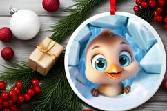 Christmas Round Cute Animal Ornament Sublimation Product Image 1
